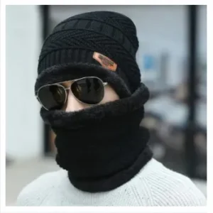 Unisex Wool Beanie with Neck Warmer